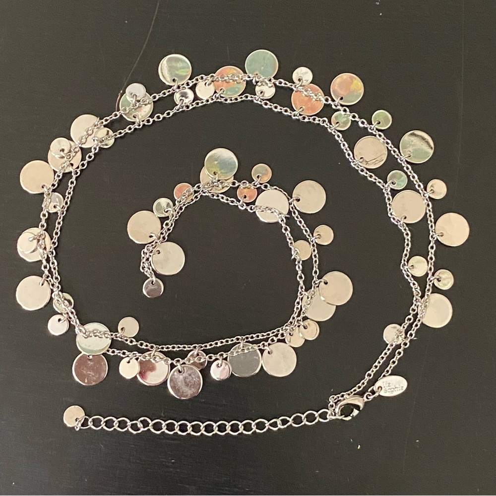 LIA SOPHIA Shimmering Silver Disc Necklace